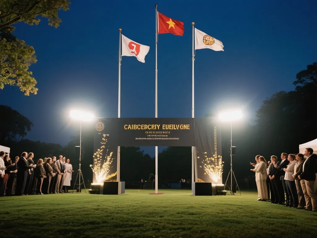 灯光与旗帜示意